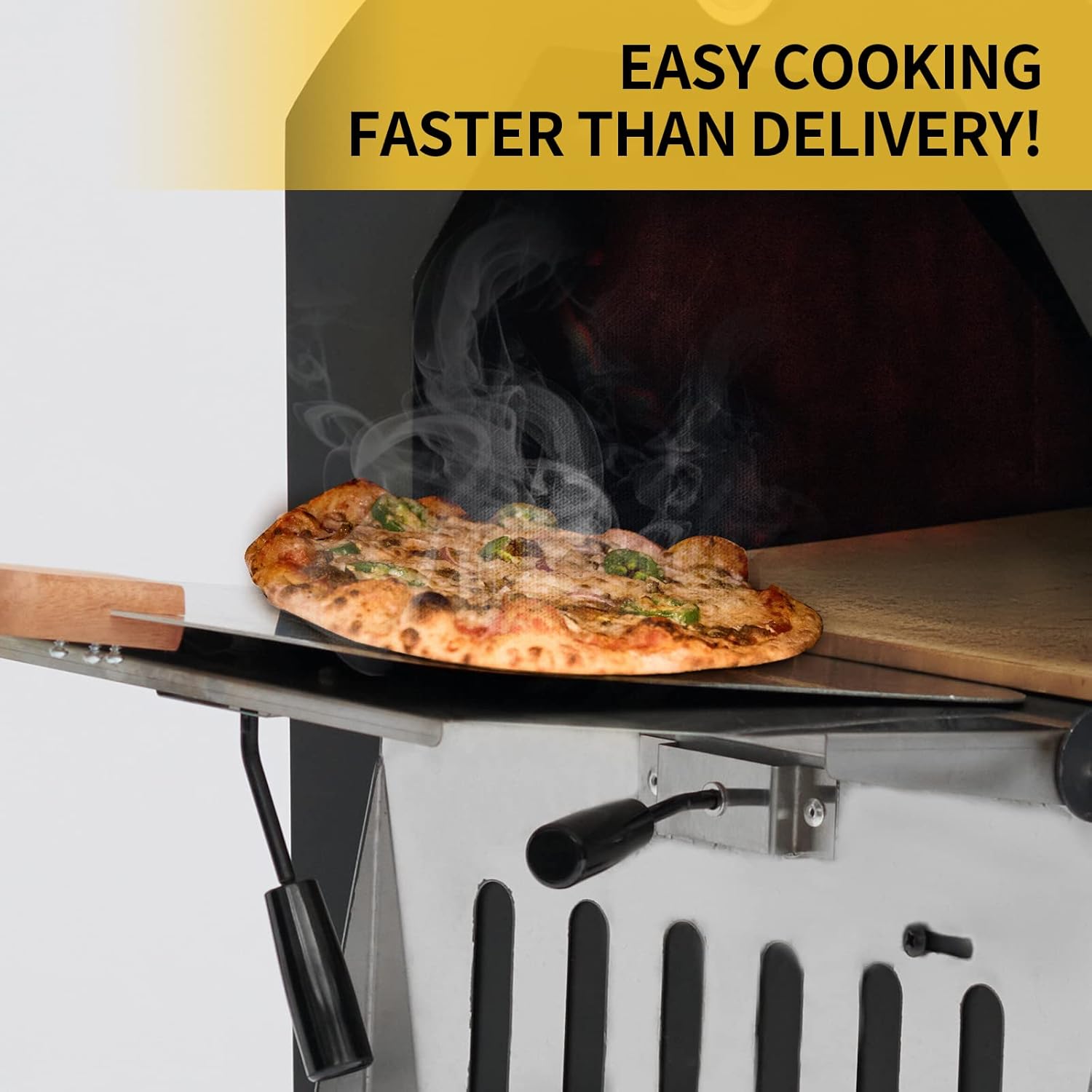 Black Portable Wood-Fired Pizza Oven with Pizza Stone K940904