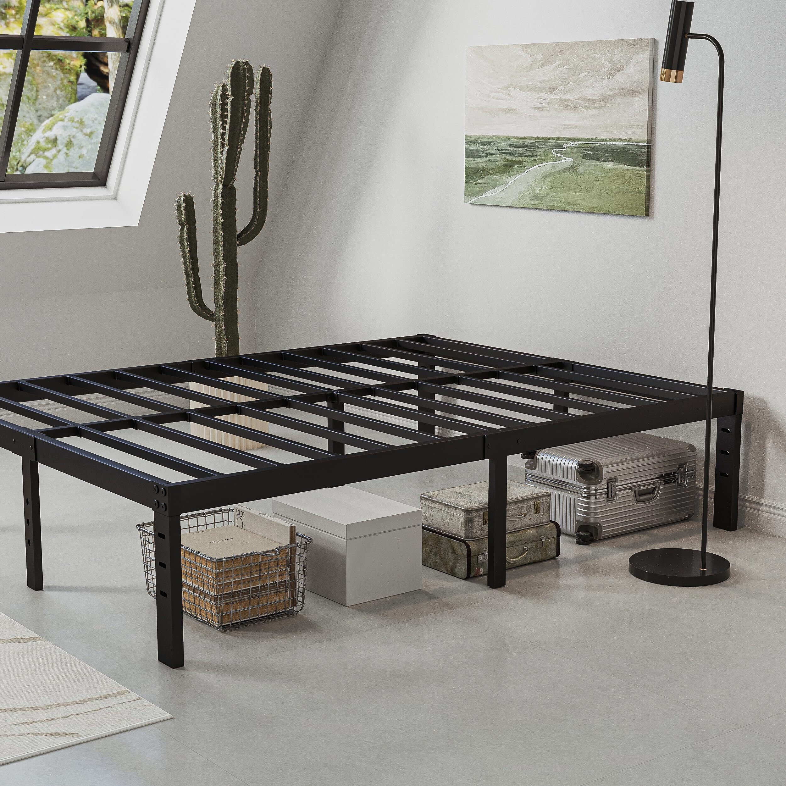 14" Queen Metal Bed Frame with Steel Slats E7114