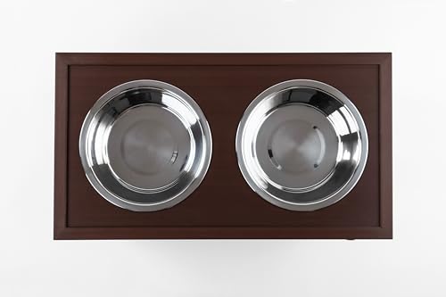 Elevated Dog Feeder with 2 Stainless Steel Bowls and Sliding Lid Storage Bin W55555