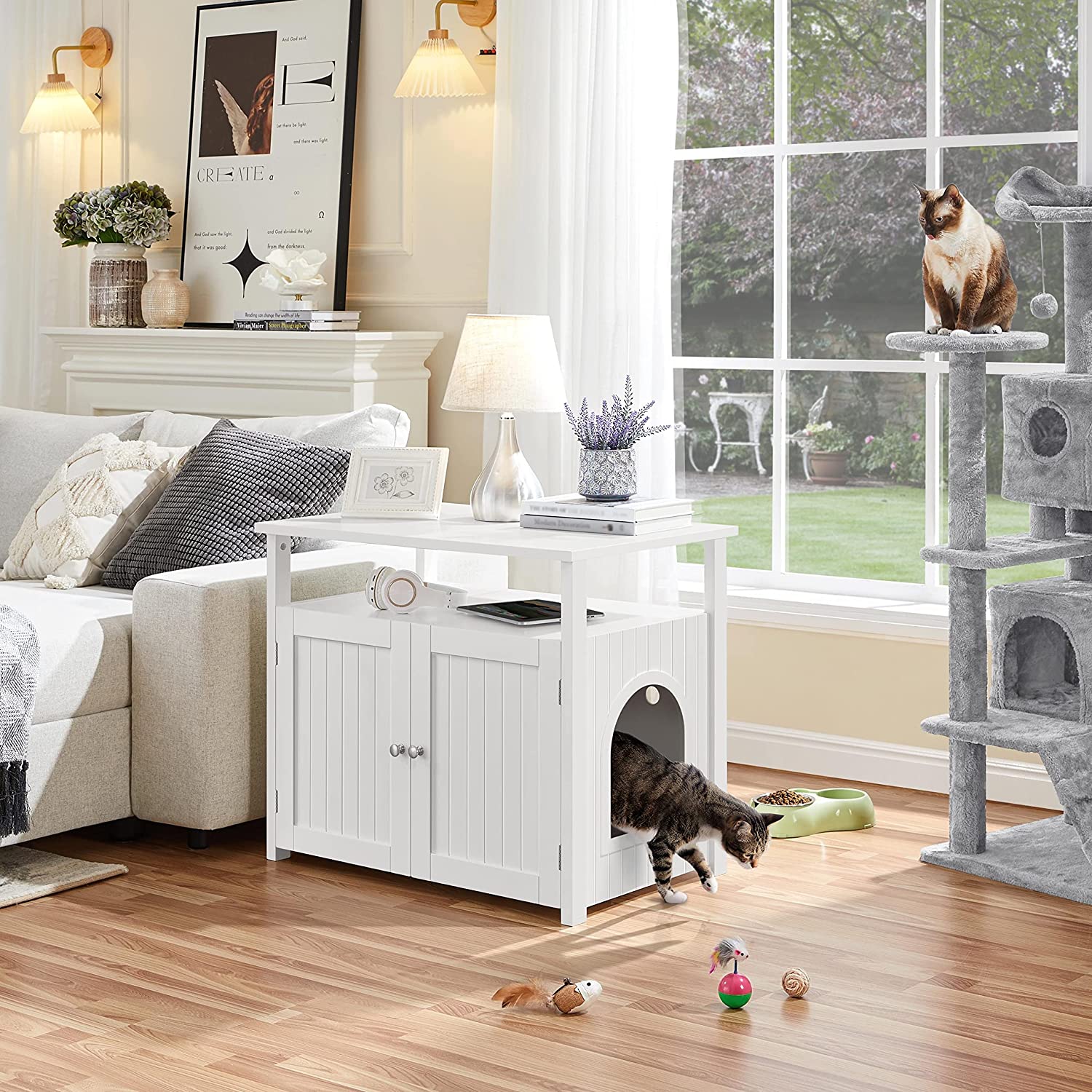 Cat Litter Box Enclosure with Storage Shelf H58845