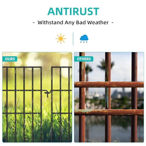 25 Panels No Dig Rustproof Metal Garden Fence, 17in x 27ft B34696