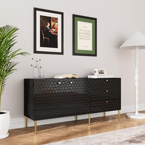 White 48 Inch Sideboard Buffet Cabinet with 3 Doors and Adjustable Shelves N8008