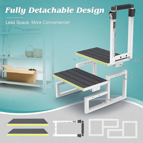 2 Step Stool with Handrail, Anti-Slip Mats, Wide Platform C621