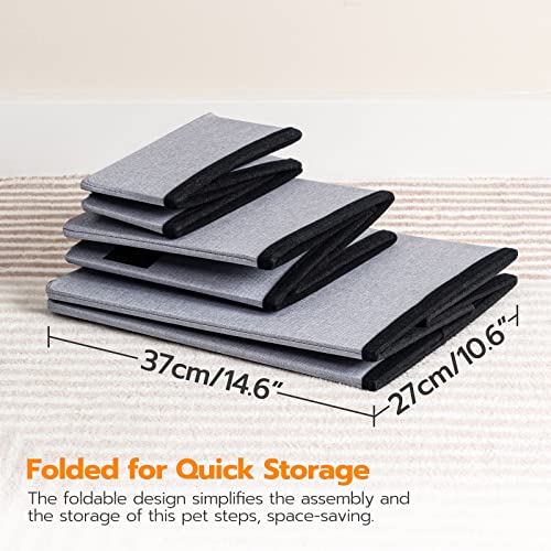 Gray 3 Steps Dog Stairs with Storage C87874