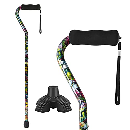 Folding Lightweight Offset Handle Adjustable Walking Stick H6375