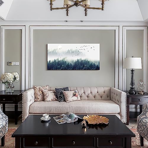 Canvas Wall Art of Misty Forests of Evergreen Coniferous Trees M762