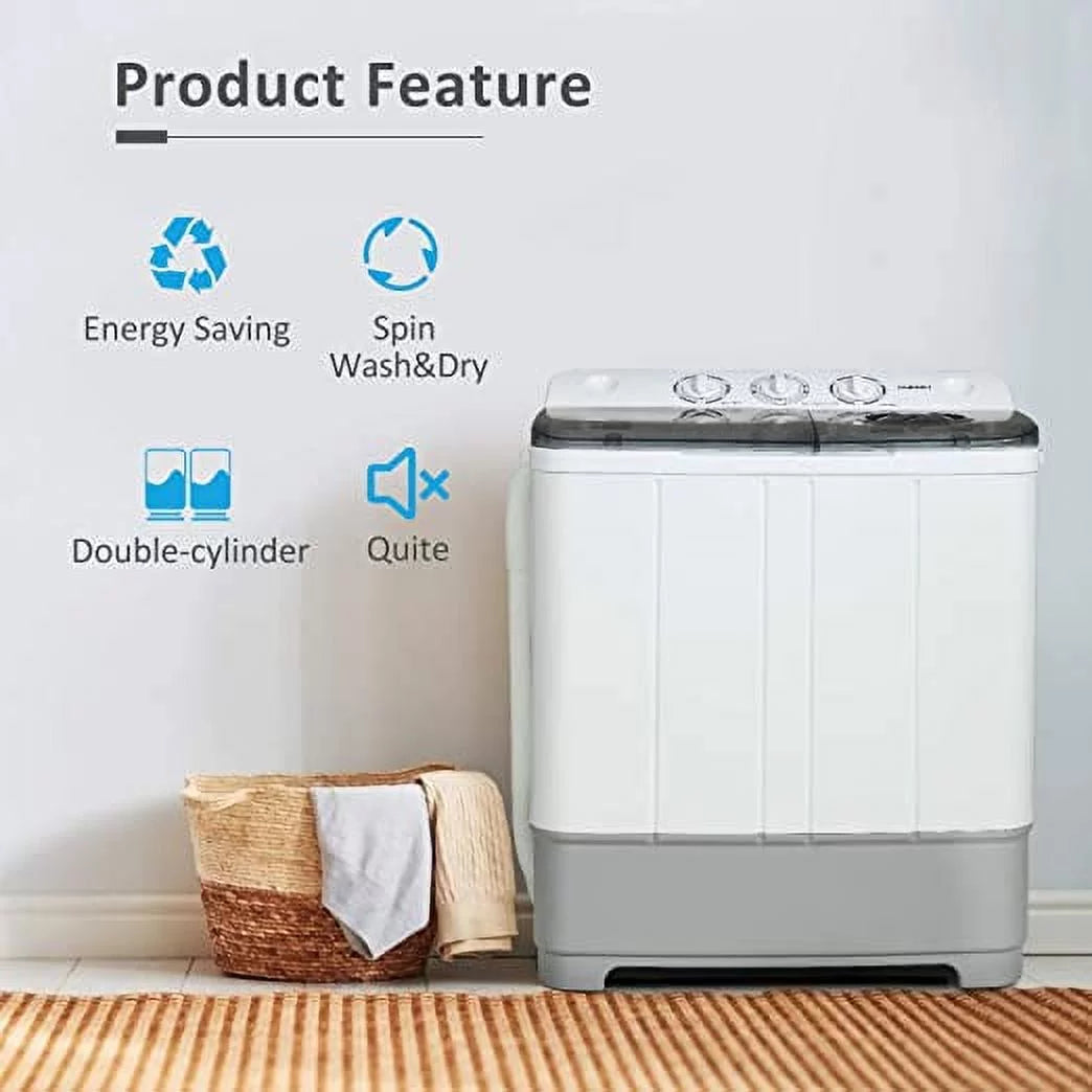 White & Grey Portable Twin Tub Washer Spin Dryer Z17672