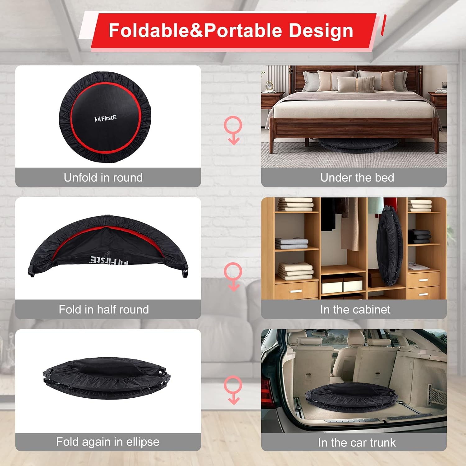 50" Foldable Fitness Trampoline with Adjustable Foam Handle C36388
