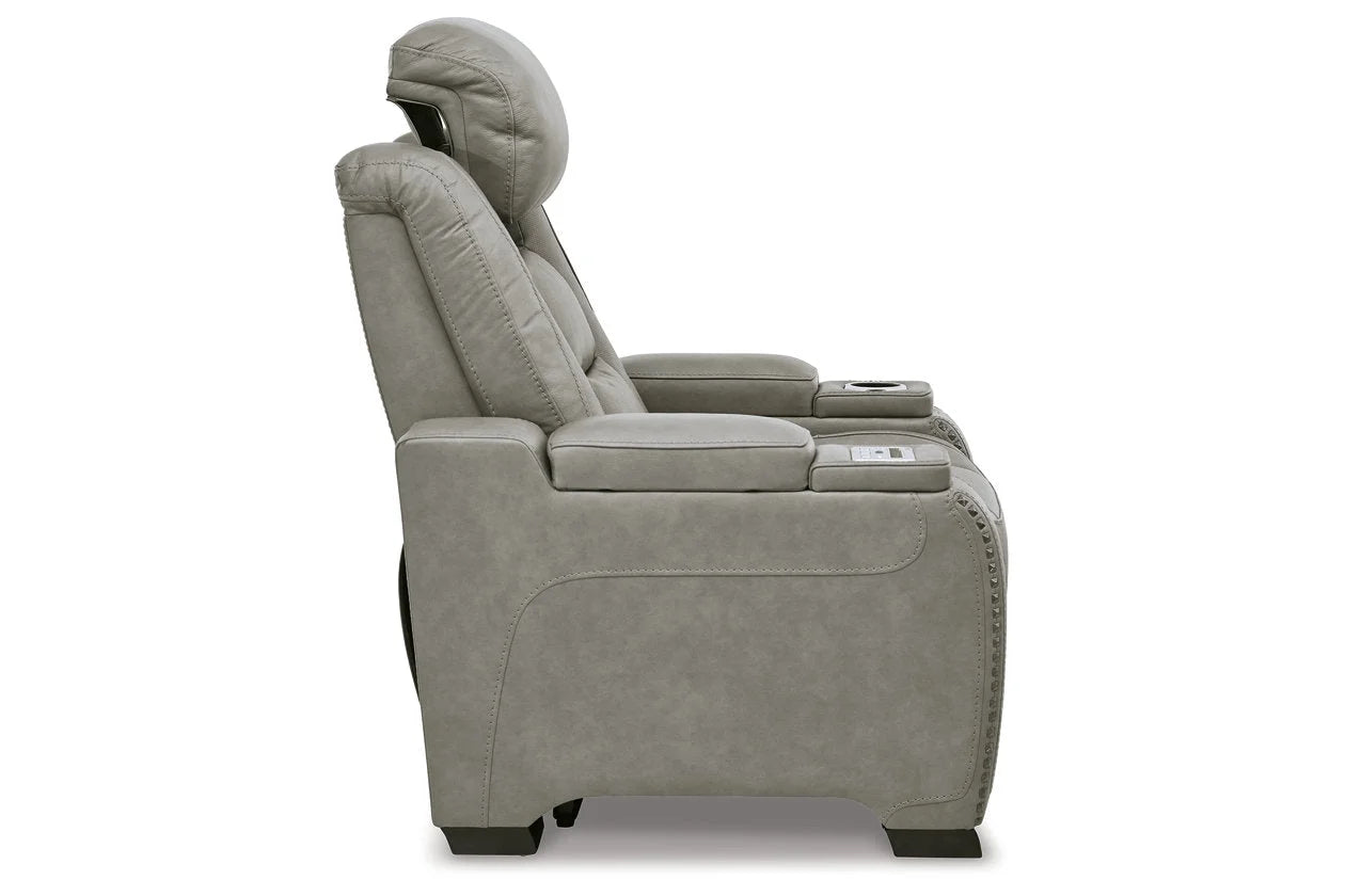 Gray Leather Power Recliner H686309