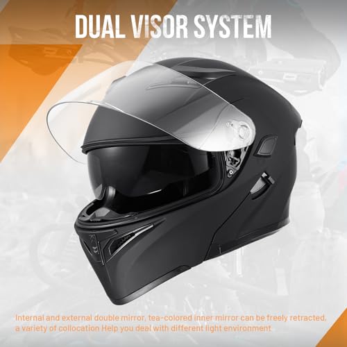 Matte Black Modular Full Face Motorcycle Helmet J10014