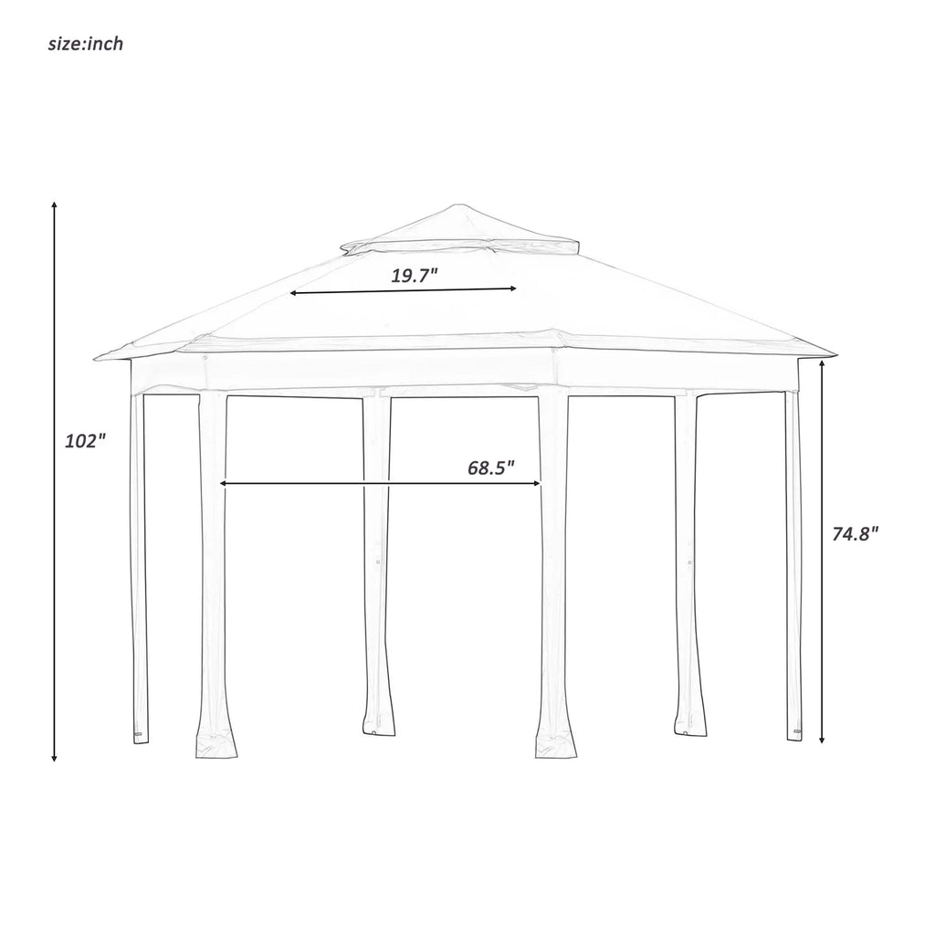 13x13FT Outdoor Gazebo with Mosquito Netting Sidewalls D1096
