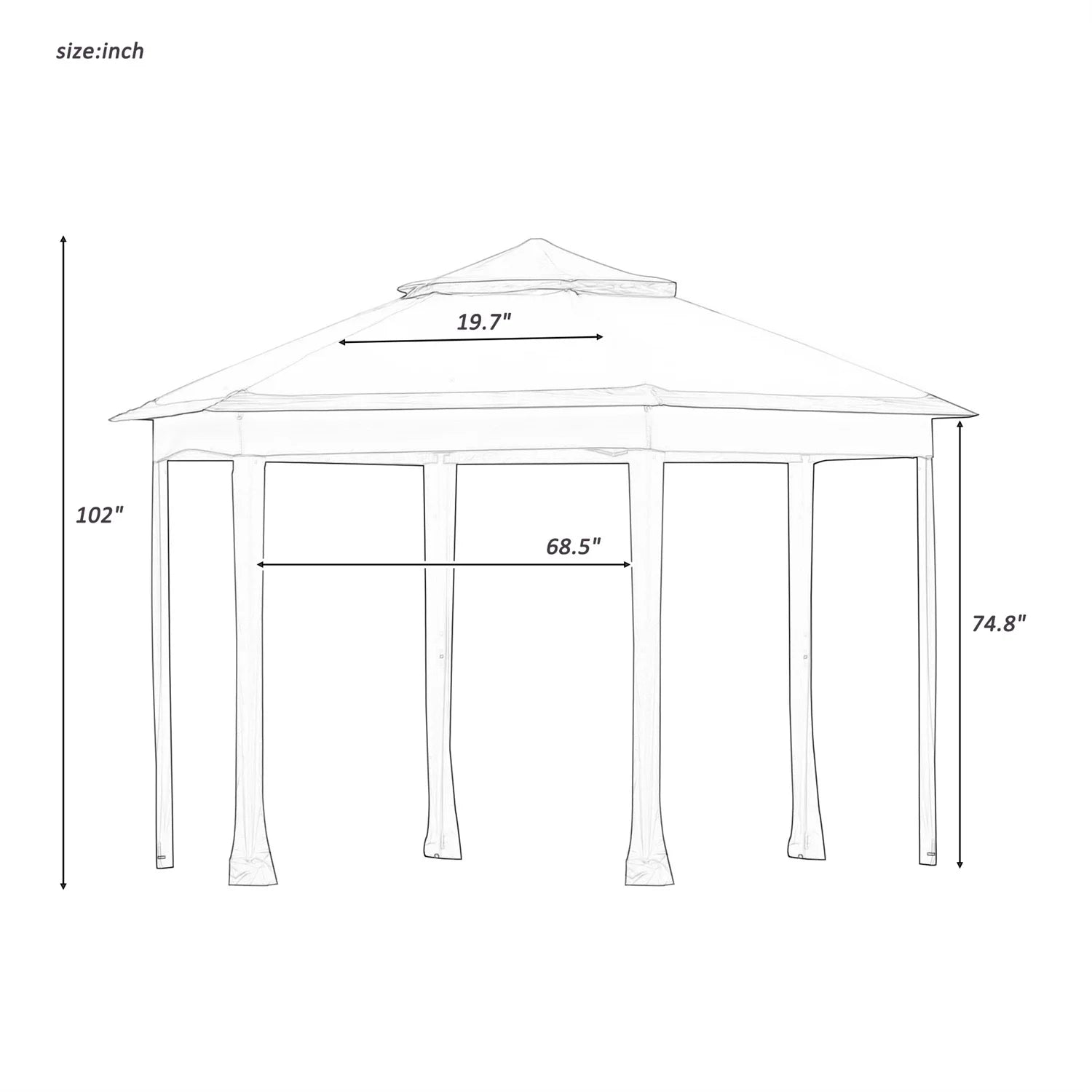 13x13FT Outdoor Gazebo with Mosquito Netting Sidewalls D1096