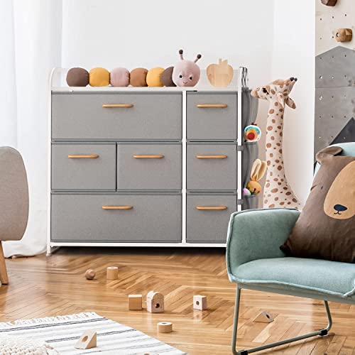 Gray 4 Drawer Fabric Dresser N4481