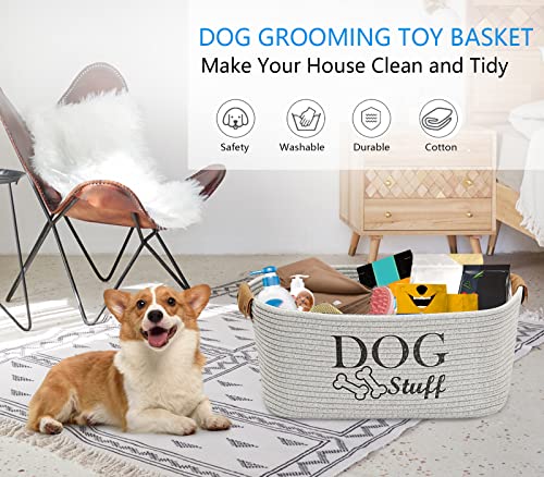 Gray Cotton Dog Toy Storage Bin V388139