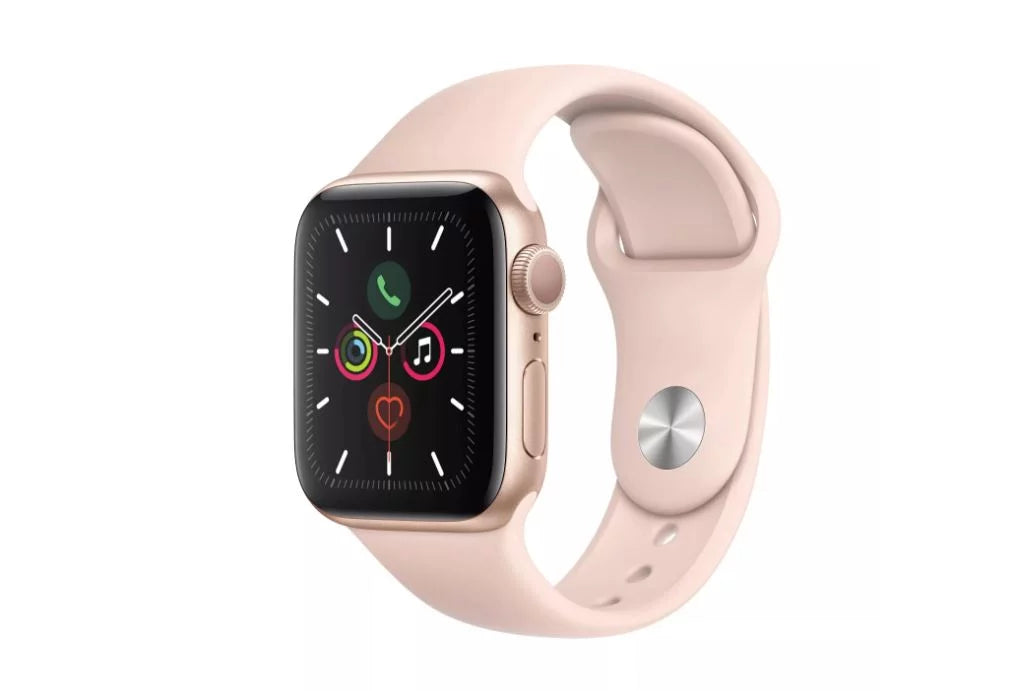 Gold Aluminum 44mm Apple Watch Series 5 with Pink Sand Sport Band M91153