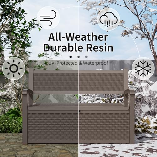 Black 80 Gallon Waterproof Lockable Storage Bench Deck Box O3998