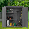 Aqua Grey Outdoor Storage Shed with 2 Lockable Doors and 2 Adjustable Shelves I43204