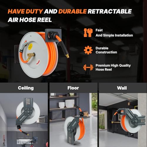 3/8 IN x 30 FT Hybrid Air Hose Reel, 300 PSI Q8156