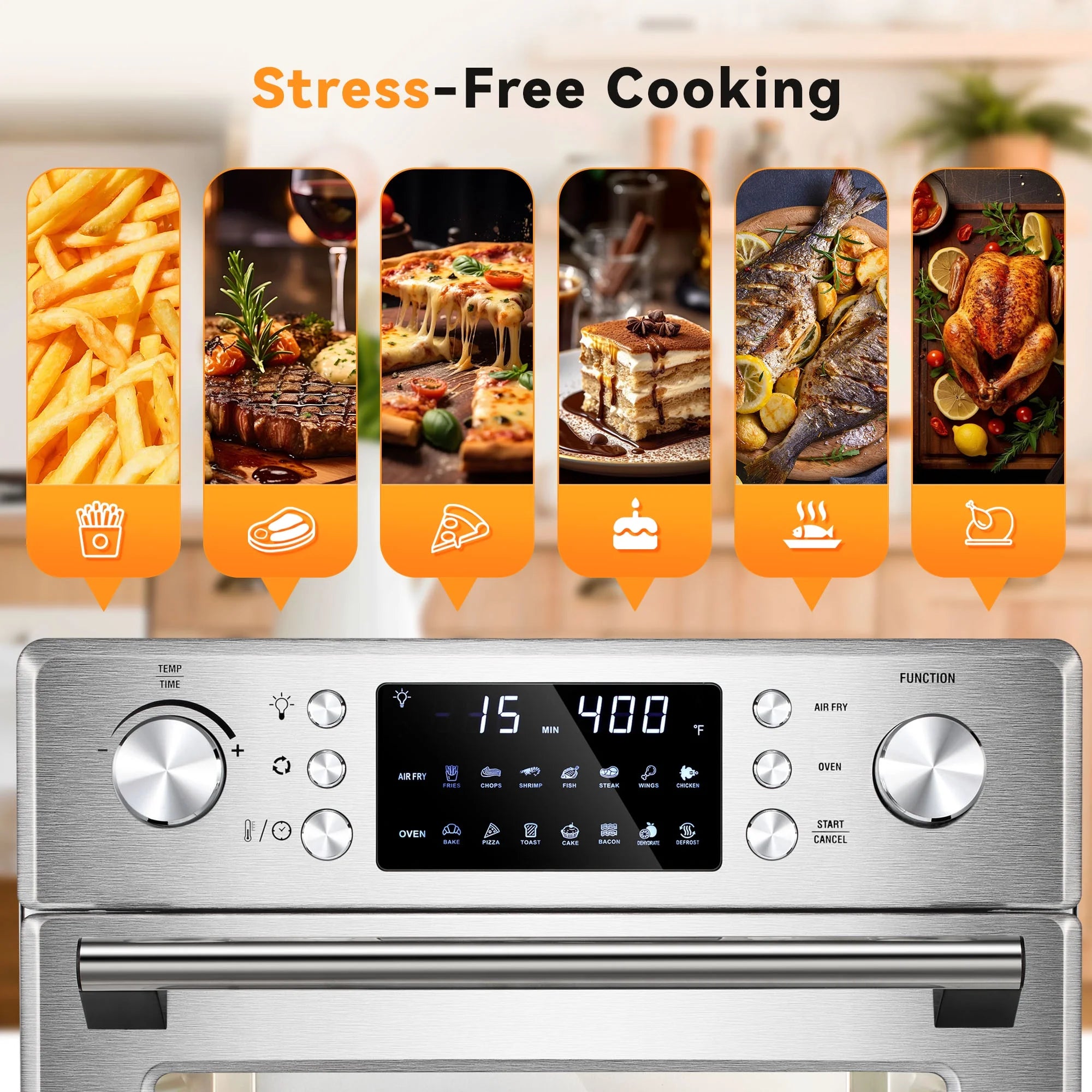 26.4 QT Stainless Steel Convection Air Fryer Oven E649