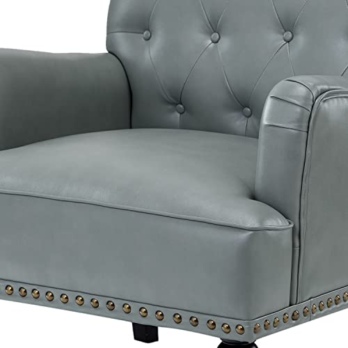 Faux Leather Accent Chair with Button-Tufted Back and Wood Legs Z4987