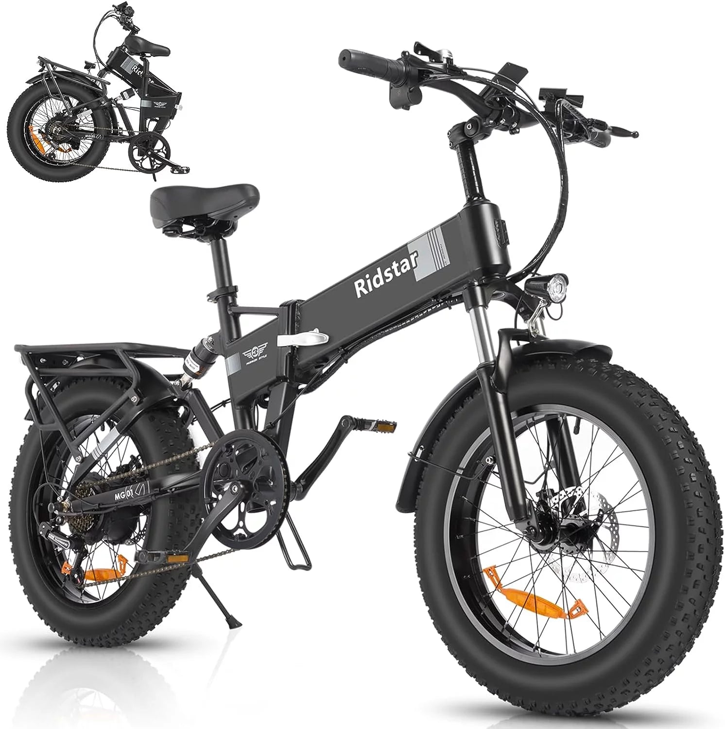 750W 48V 14AH Removable Battery 20" x 4.0 Fat Tire 7-Speed Electric Bike R419