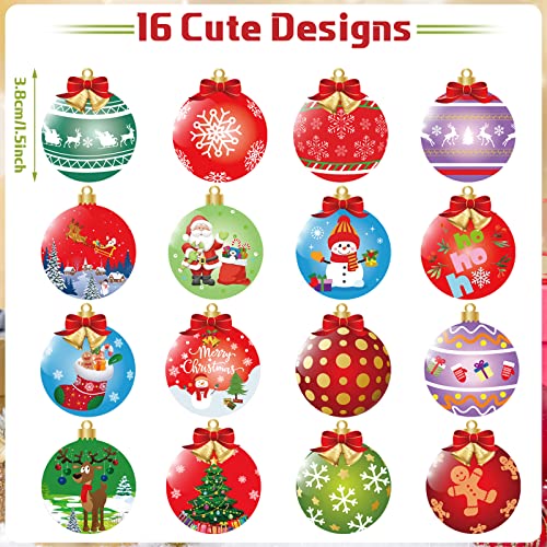 800 Pieces Christmas Stickers Roll 16 Designs Cards Envelope Stickers R369787