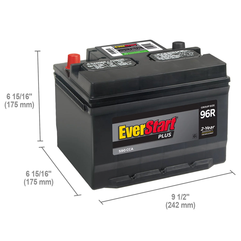 Lead Acid Automotive Battery, Group Size 96R 12 Volt, 590 CCA E838