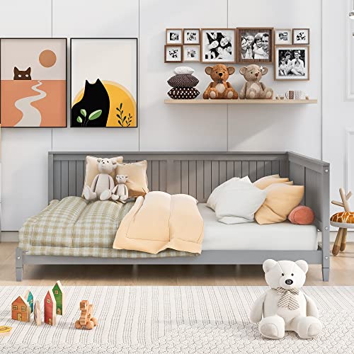 Full Daybed Frame, Full Size Platform Bed with Slat Support, Wood Full Sofa Bed Y586226