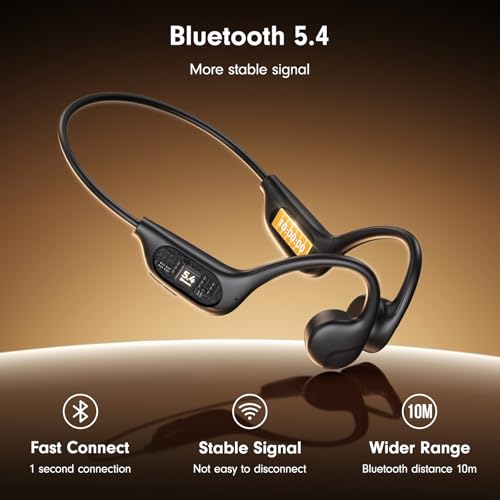 Bone Conduction Open Ear Headphones Bluetooth 5.4 with Mic 10H Playtime IPX5 Waterproof A919
