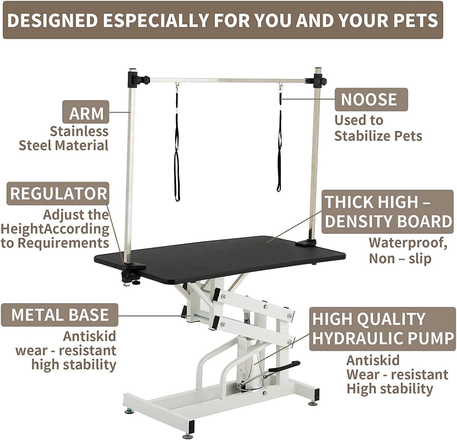 Hydraulic Dog Grooming Table, Heavy Duty, 43''/Black G43924