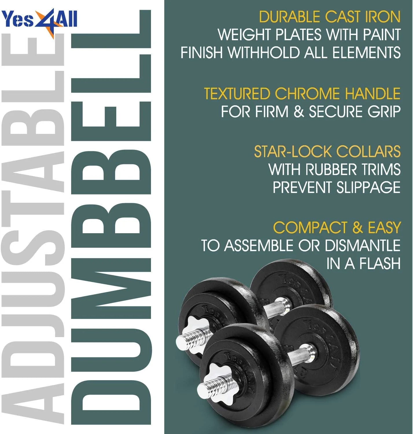 200 lbs Adjustable Cast Iron Dumbbell Set Y71243