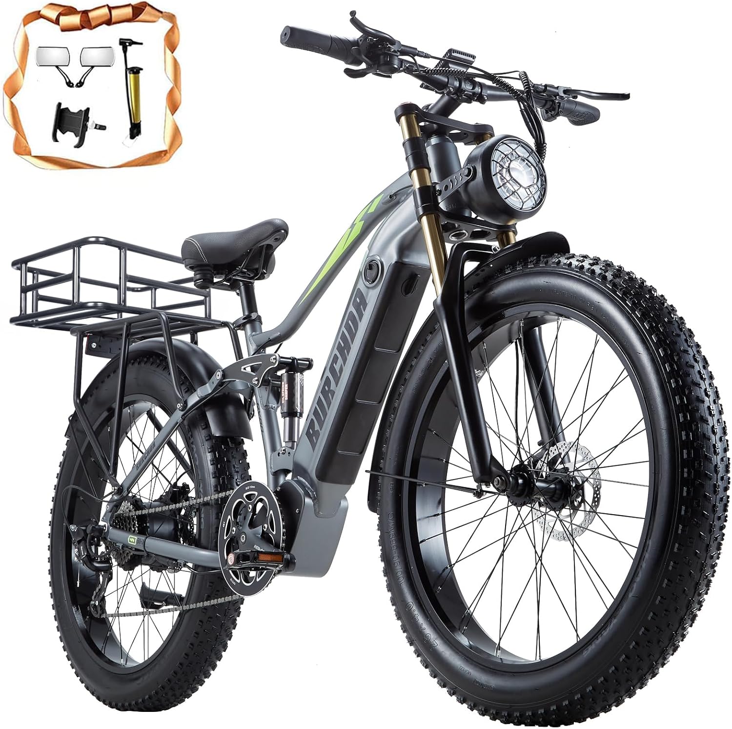 26" Fat Tire 1000W Electric Bike with 48V Removable Battery Q695