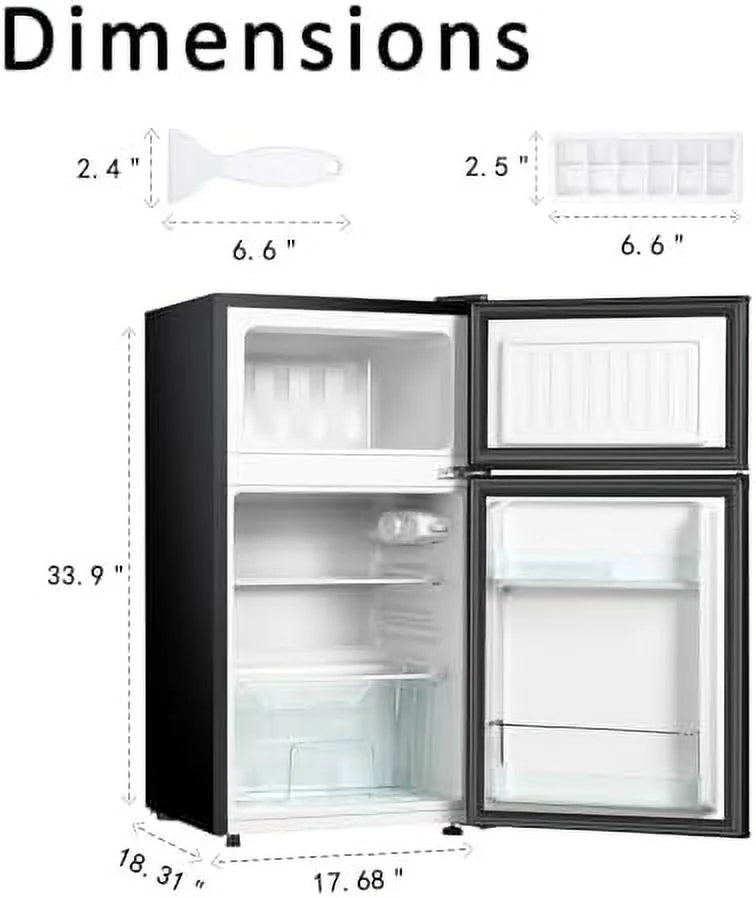 3.2 Cu.ft Mini Fridge with Freezer 2 Door Compact Refrigerator (Black) R57173