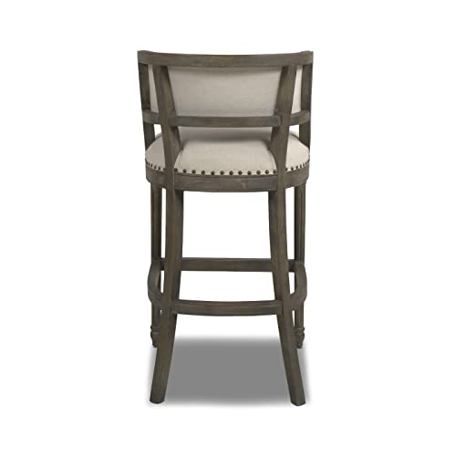 Dark Heathered Grey Linen Counter Height Bar Stool with Backrest U136374