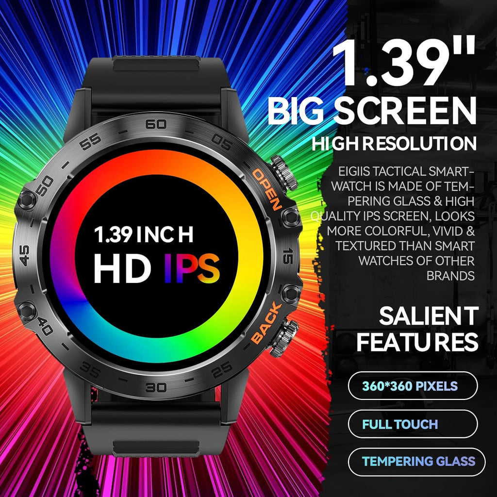 Rugged Tactical Smartwatch 1.39'' HD Screen Black Z4622