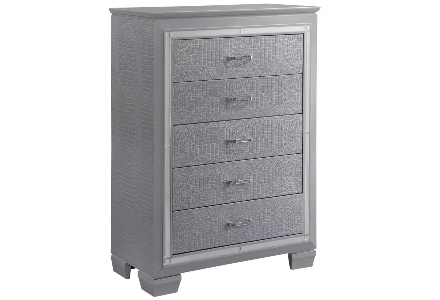 Queen Size LED Backlit Upholstered Bed Dresser Mirror Nightstand Chest Wooden Furniture Set R15312