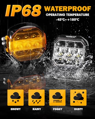 72W LED Rectangle Offroad Cube Spotlights with Amber DRL Z148