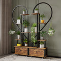 6 Tier Metal Plant Stand with Drawer and Roller, 2pcs S796