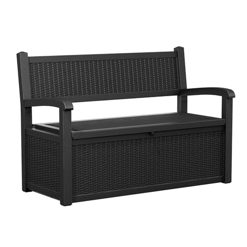 Black 80 Gallon Waterproof Lockable Storage Bench Deck Box O3998