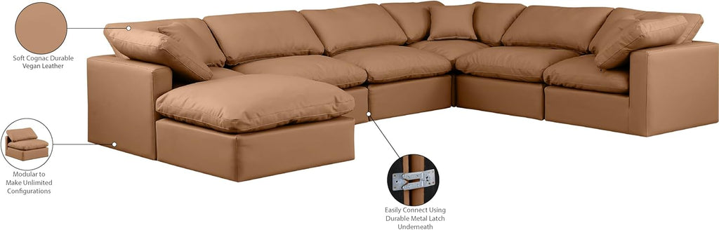 Cognac Vegan Leather Sectional X434970