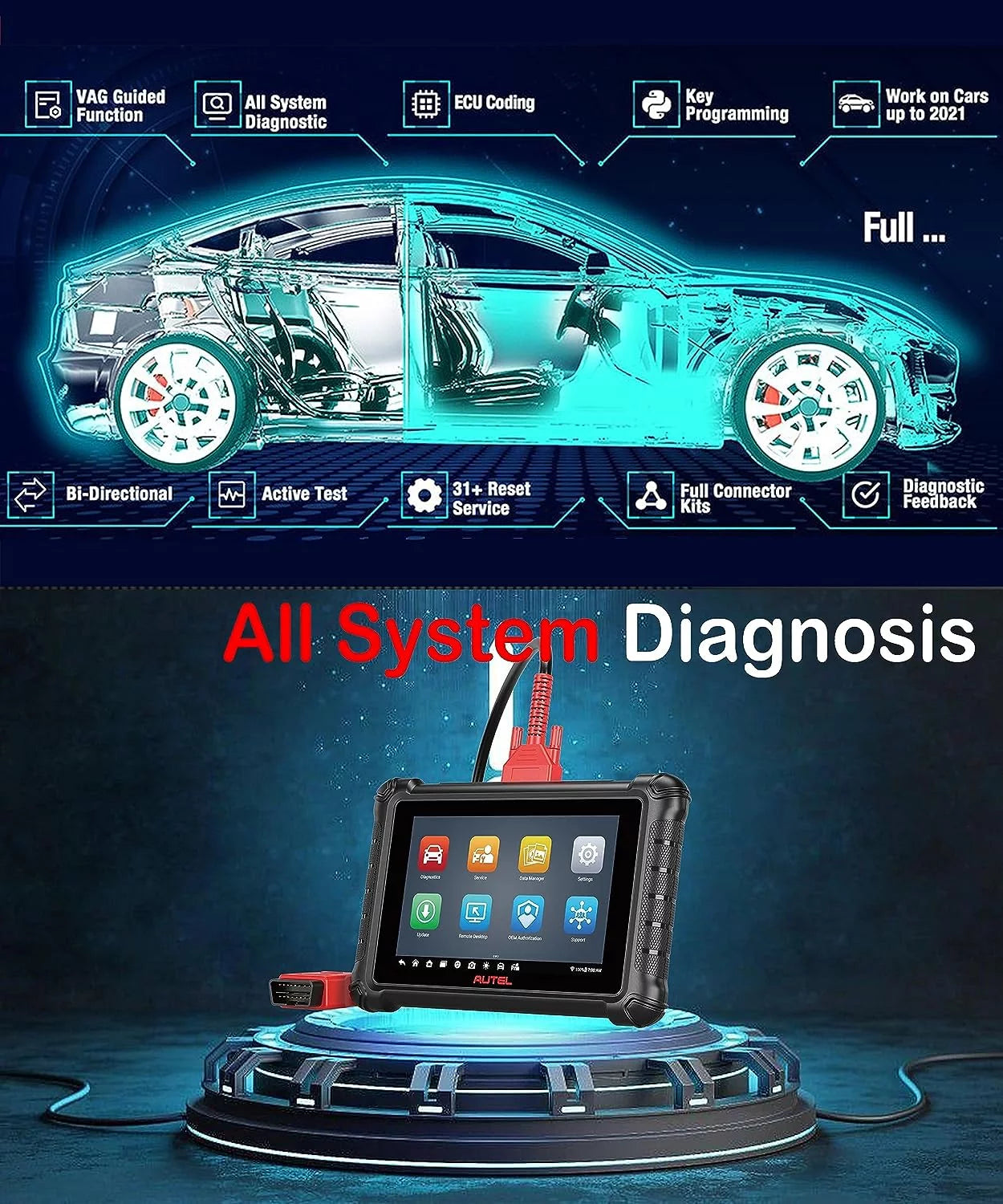OBD2 Scanner 40+ Function Bi Directional Scan Tool T487