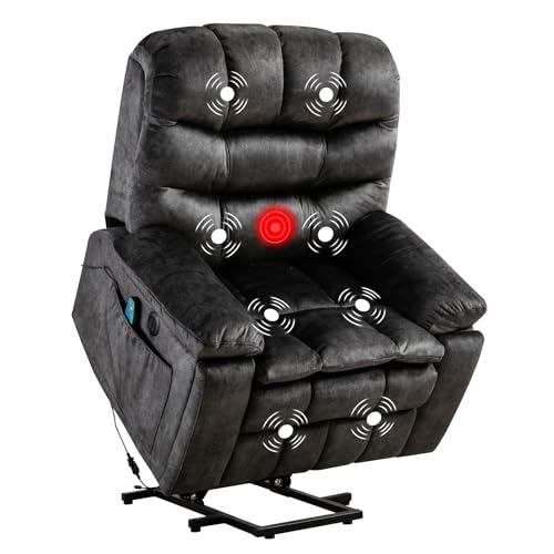 Large Power Lift Recliner with Massage and Heat, Brown P9510