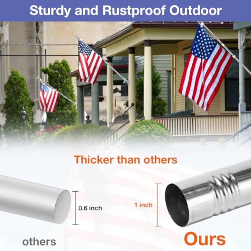 6FT Stainless Steel Flagpole Kit with Holder Bracket V303