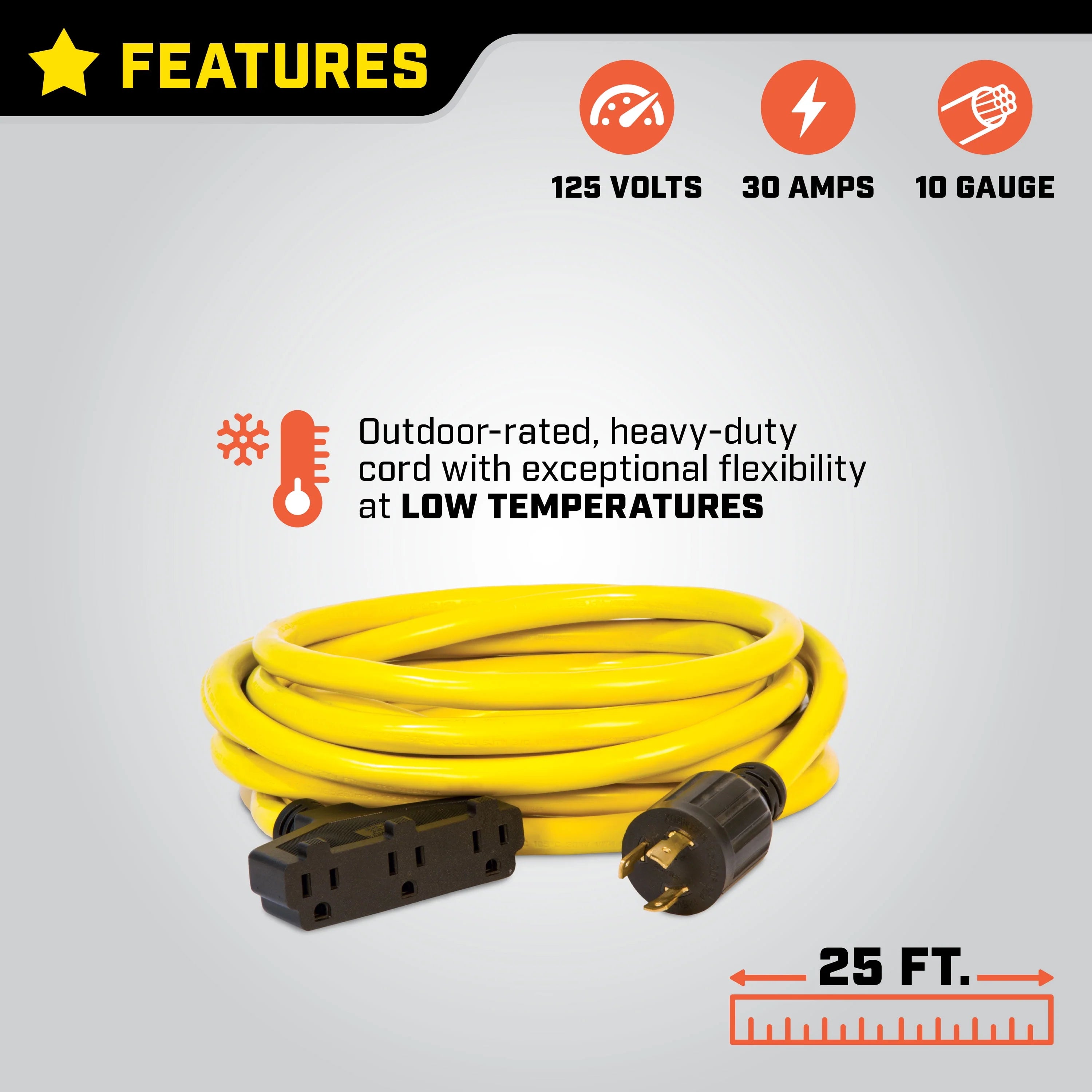 25-Foot 30-Amp 125-Volt Generator Extension Cord Q650914