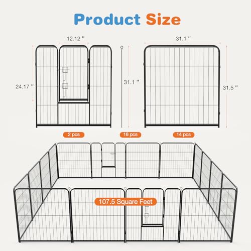 8 Panel 24" Height Metal Dog Playpen with Doors R689