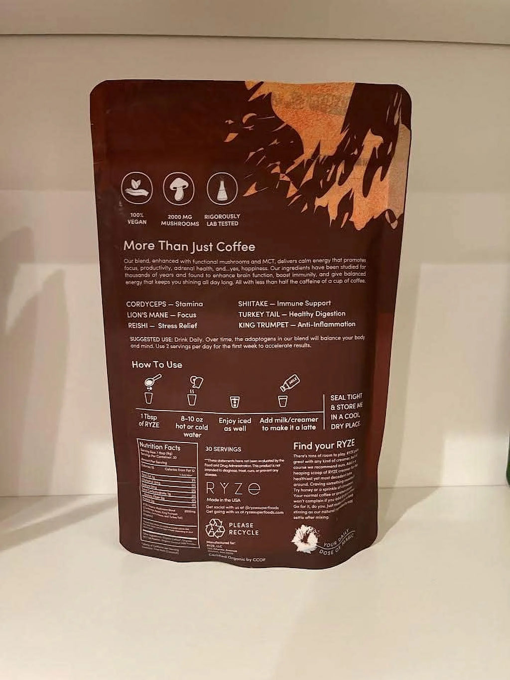 Organic Mushroom Coffee 30 Servings 5.29 Ounce G258
