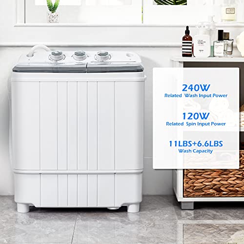 Portable Twin Tub Washer and Dryer Combo with Gravity Drain Pump S262210