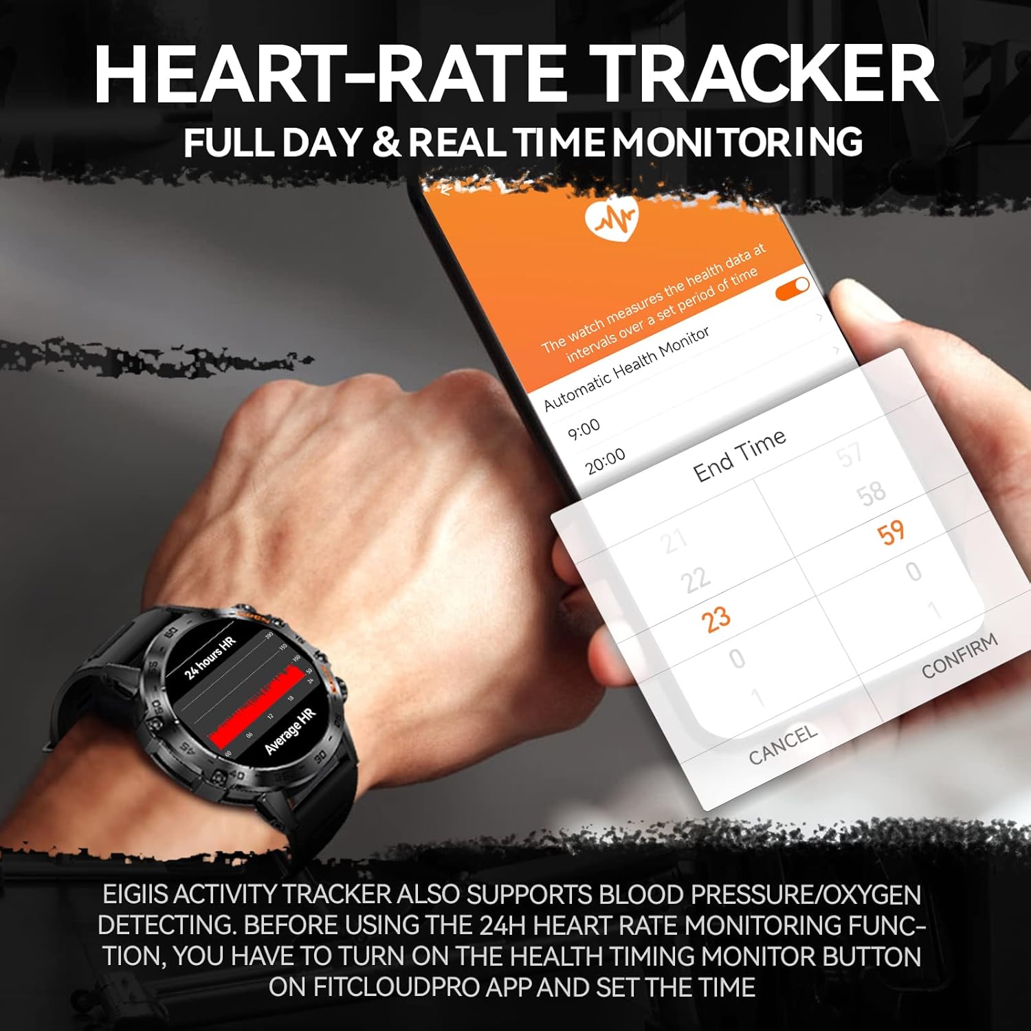 Rugged Tactical Smartwatch 1.39'' HD Screen Black Z4622