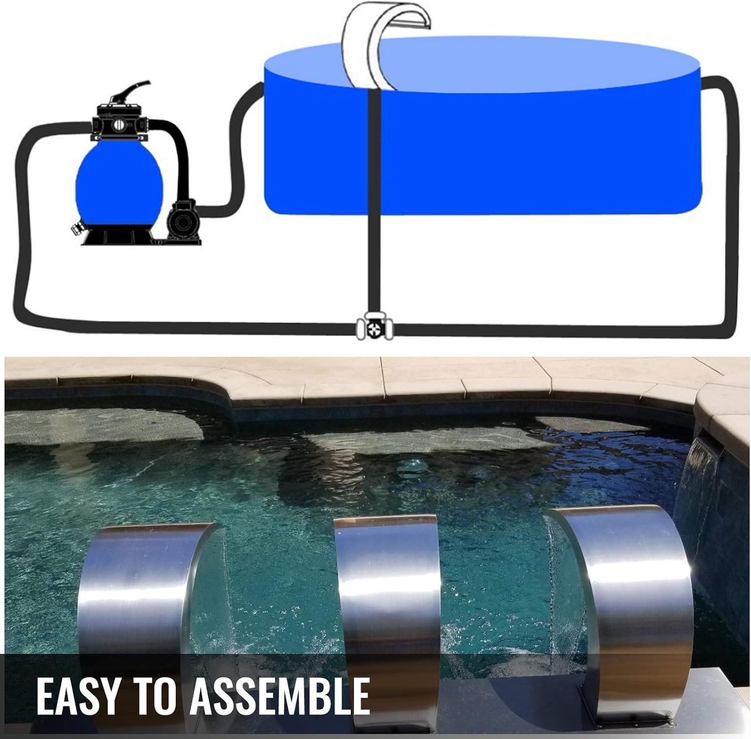 Pool Fountain Stainless Steel 7.9X4.5 Inch Y8012