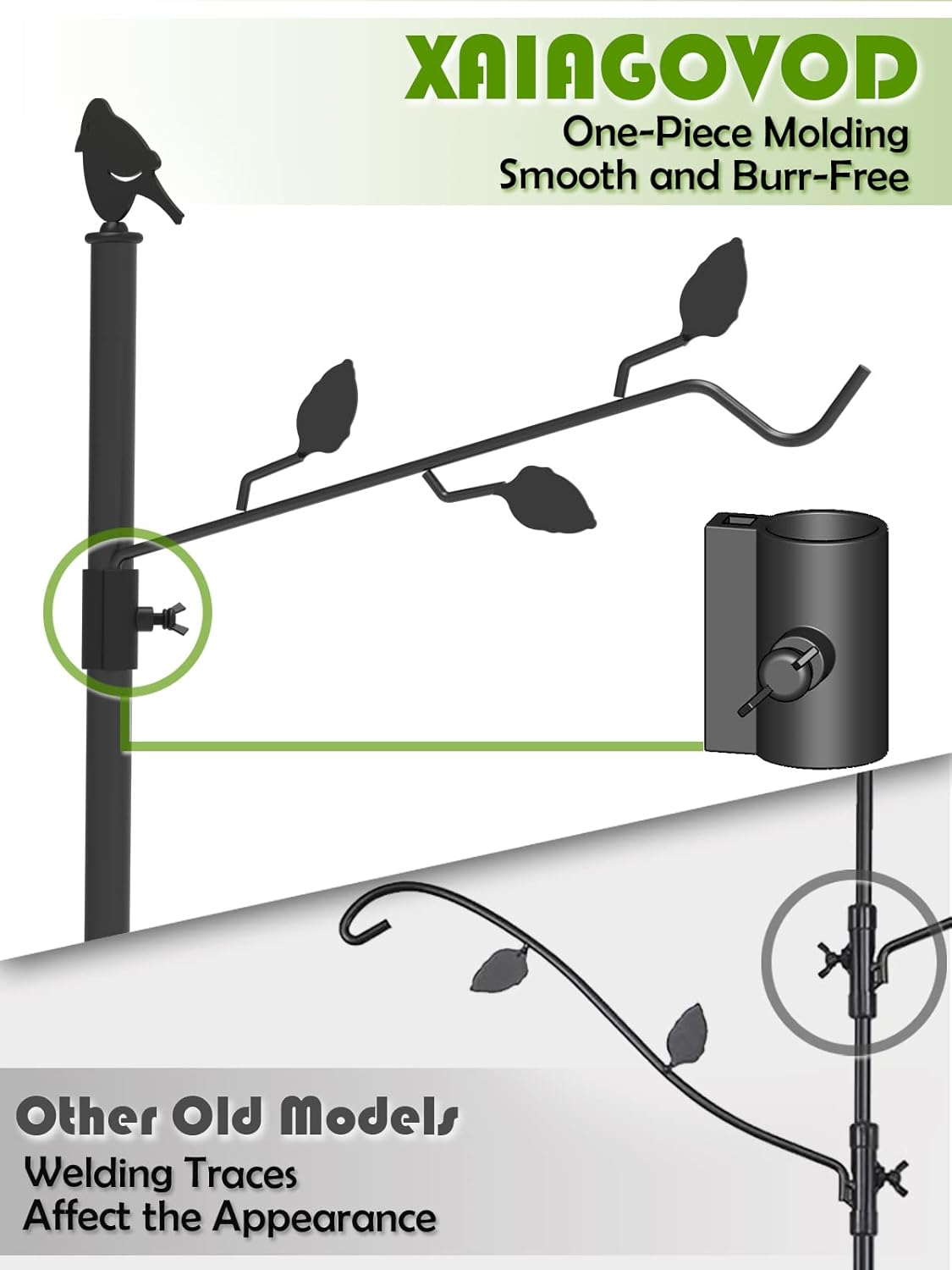 Deck Bird Feeder Pole with 2 Adjustable Branches W5580